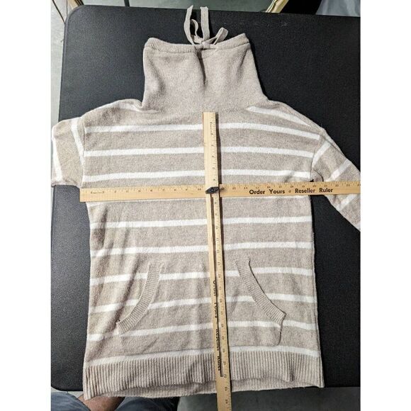 Loft Cowl Neck Sweater Striped Tan White Women's Size S - Picture 5 of 5